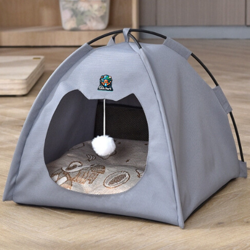 Globharb Portable Cat Tent-Cat Tent Bed-Cat Cubby-Tiny Tent- Cat Tent Bed-Cat Tent House-Tent For Cats- Doll Tent-Tent Cat Bed-Pet Tent Bed- Miniature Tent- Mini Tent For Pets- Cat House Tent- Kitty Dome- Indoor Cat Tent- Mini Tents- Display Tent