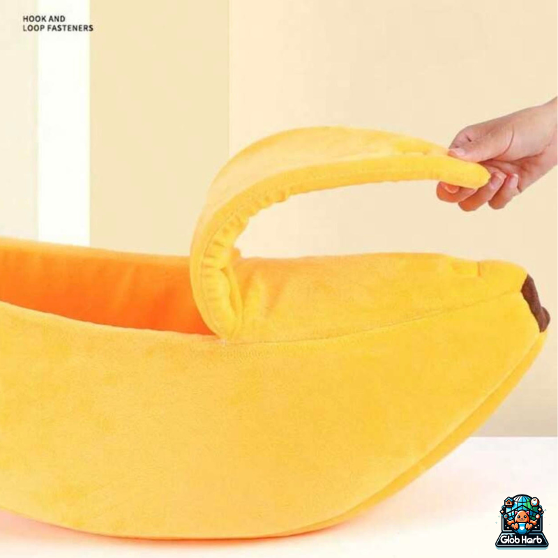 GlobHarb Banana Cat Bed, Cute Banana Bed House, Soft Warm Cat Cuddle Bed, Lovely Pet Supplies for Cats Kittens Rabbit Small Dogs Bed, Yellow pet bed
