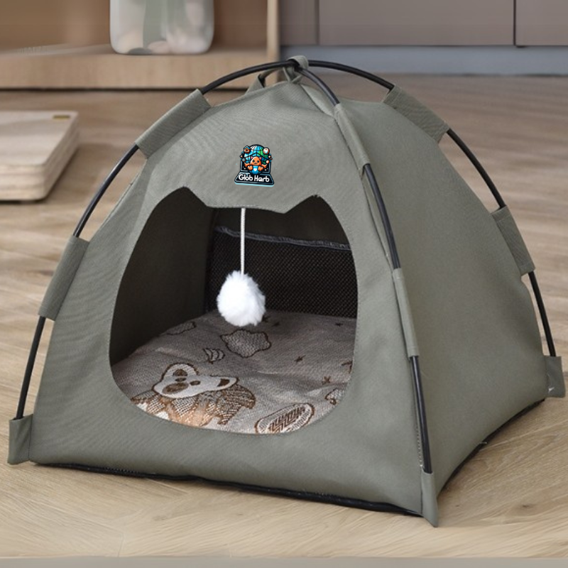 Globharb Portable Cat Tent-Cat Tent Bed-Cat Cubby-Tiny Tent- Cat Tent Bed-Cat Tent House-Tent For Cats- Doll Tent-Tent Cat Bed-Pet Tent Bed- Miniature Tent- Mini Tent For Pets- Cat House Tent- Kitty Dome- Indoor Cat Tent- Mini Tents- Display Tent