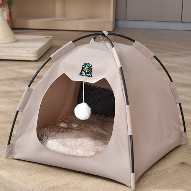 Globharb Portable Cat Tent-Cat Tent Bed-Cat Cubby-Tiny Tent- Cat Tent Bed-Cat Tent House-Tent For Cats- Doll Tent-Tent Cat Bed-Pet Tent Bed- Miniature Tent- Mini Tent For Pets- Cat House Tent- Kitty Dome- Indoor Cat Tent- Mini Tents- Display Tent