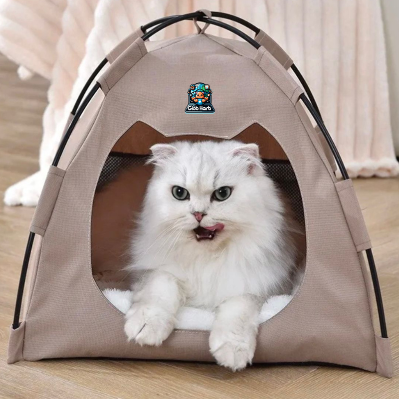 Globharb Portable Cat Tent-Cat Tent Bed-Cat Cubby-Tiny Tent- Cat Tent Bed-Cat Tent House-Tent For Cats- Doll Tent-Tent Cat Bed-Pet Tent Bed- Miniature Tent- Mini Tent For Pets- Cat House Tent- Kitty Dome- Indoor Cat Tent- Mini Tents- Display Tent