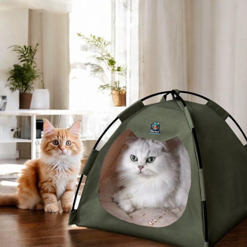 Globharb Portable Cat Tent-Cat Tent Bed-Cat Cubby-Tiny Tent- Cat Tent Bed-Cat Tent House-Tent For Cats- Doll Tent-Tent Cat Bed-Pet Tent Bed- Miniature Tent- Mini Tent For Pets- Cat House Tent- Kitty Dome- Indoor Cat Tent- Mini Tents- Display Tent