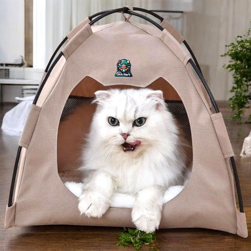 Globharb Portable Cat Tent-Cat Tent Bed-Cat Cubby-Tiny Tent- Cat Tent Bed-Cat Tent House-Tent For Cats- Doll Tent-Tent Cat Bed-Pet Tent Bed- Miniature Tent- Mini Tent For Pets- Cat House Tent- Kitty Dome- Indoor Cat Tent- Mini Tents- Display Tent